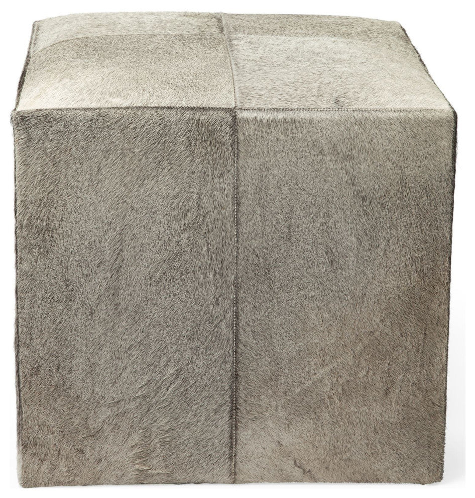 Gray Toned Cowhide Ottoman