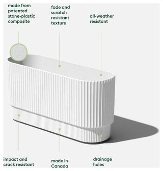 Veradek Demi Series Long 30" Planter, White, 30 Inch, 2 Pack
