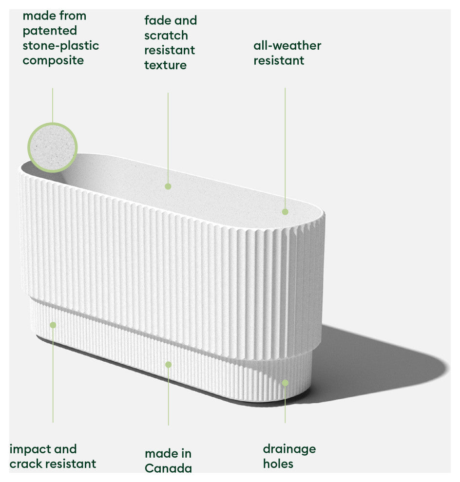 Veradek Demi Series Long 30" Planter, White, 30 Inch, 2 Pack