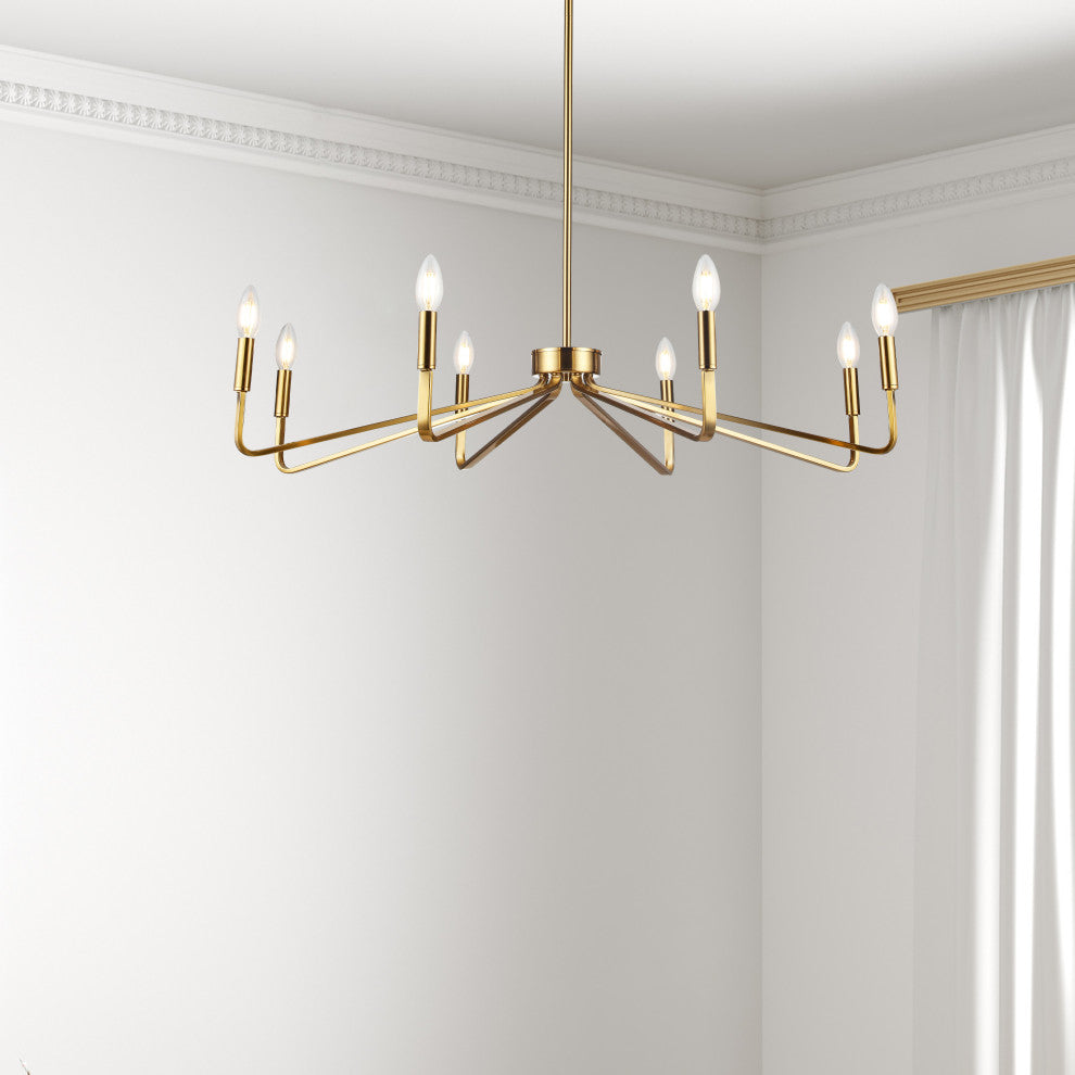 8-Light Aged Brass Contemporary Chandelier