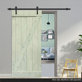 Stained Solid Pine Wood Sliding Barn Door, Sage Green, 30"x84", Z Bar