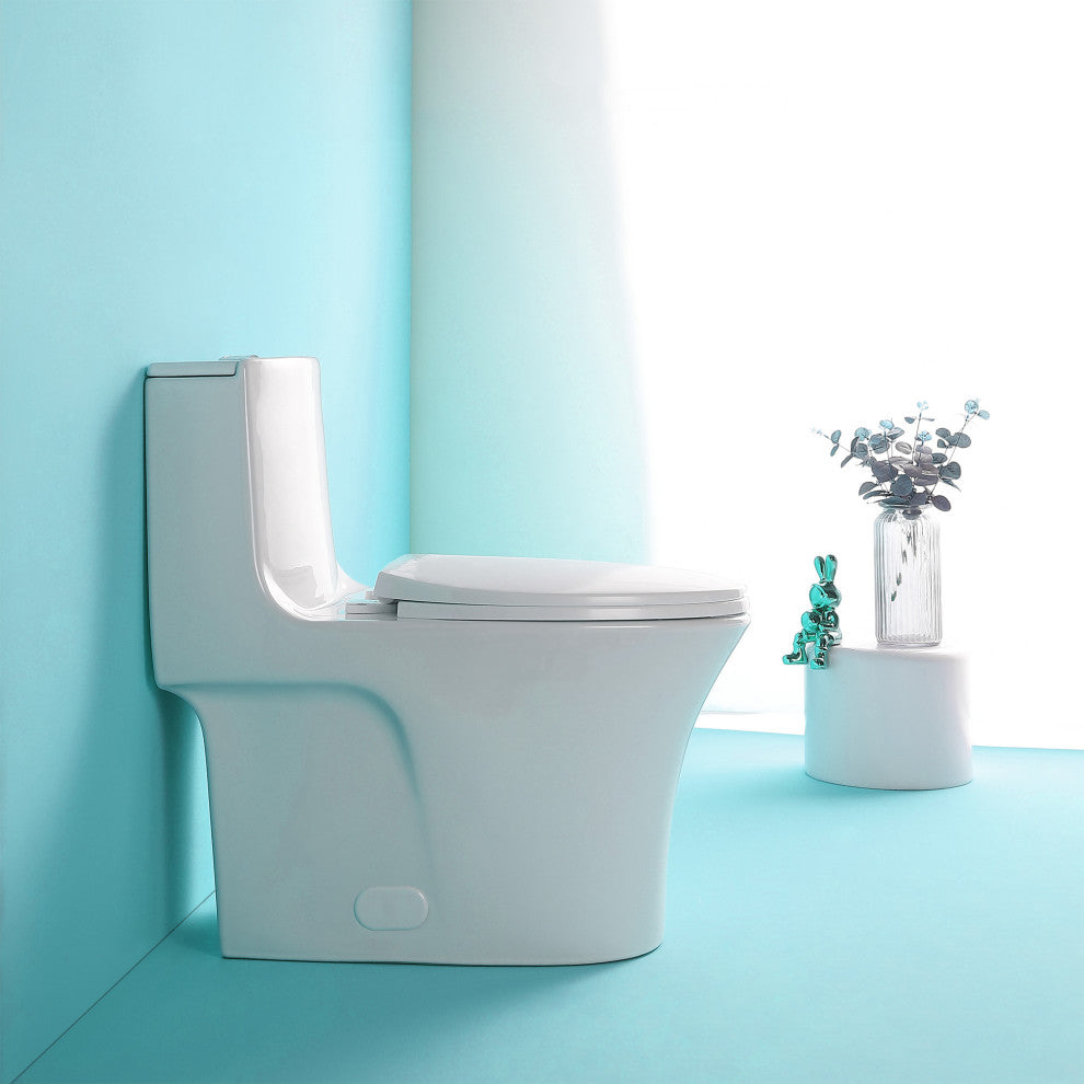 One-piece 1.1/1.6 GPF Dual Flush Elongated Toilet with Soft-Close Seat