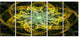 Yellow and Green Fractal Flower, Abstract Canvas Art Print, 60"x28", 5 Panels