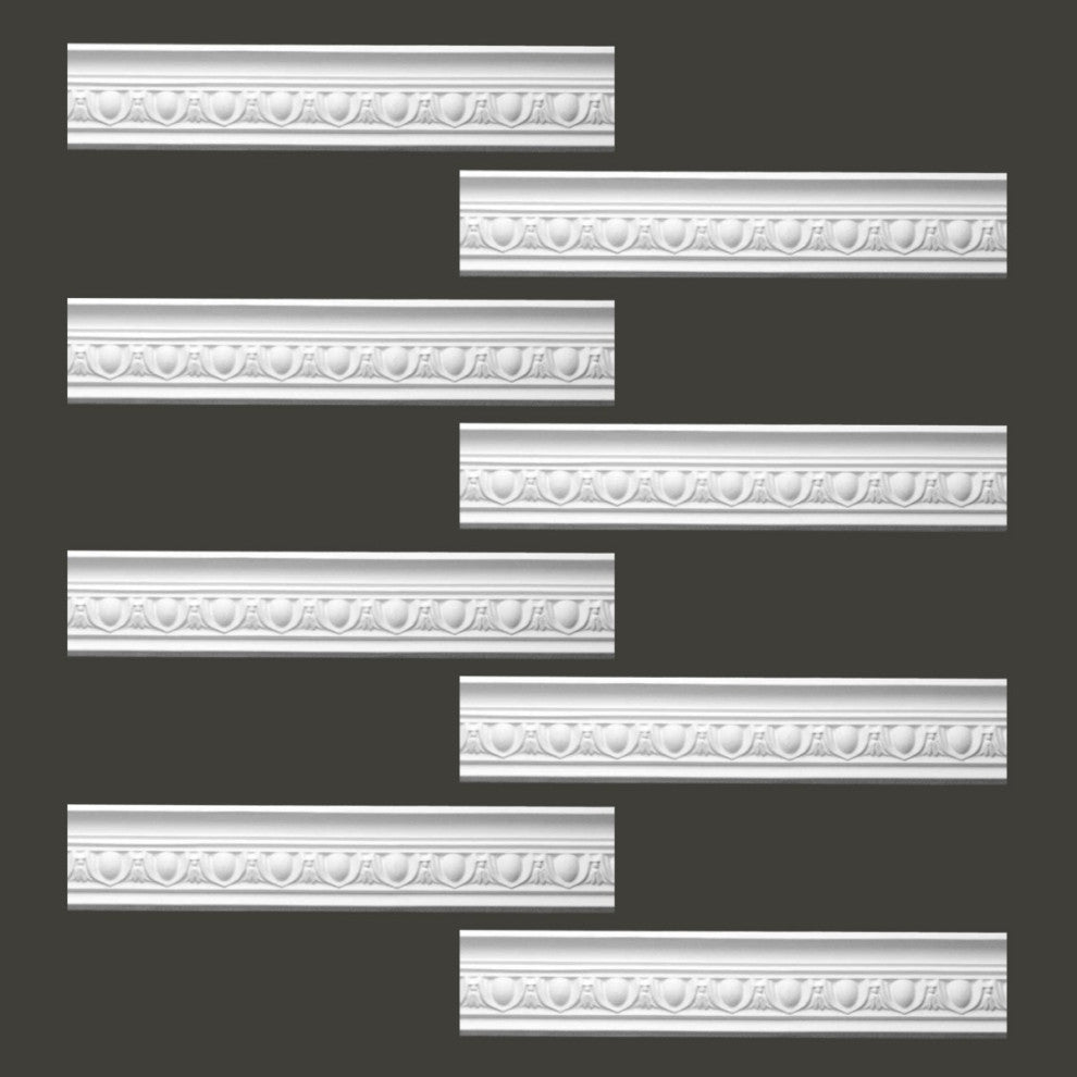 Ornate White Urethane Foam Emperial Cornice Design 8 Pieces Totaling 757" Length