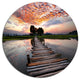 Wooden Bridge Under Dramatic Sky, Seashore Disc Metal Artwork, 23"