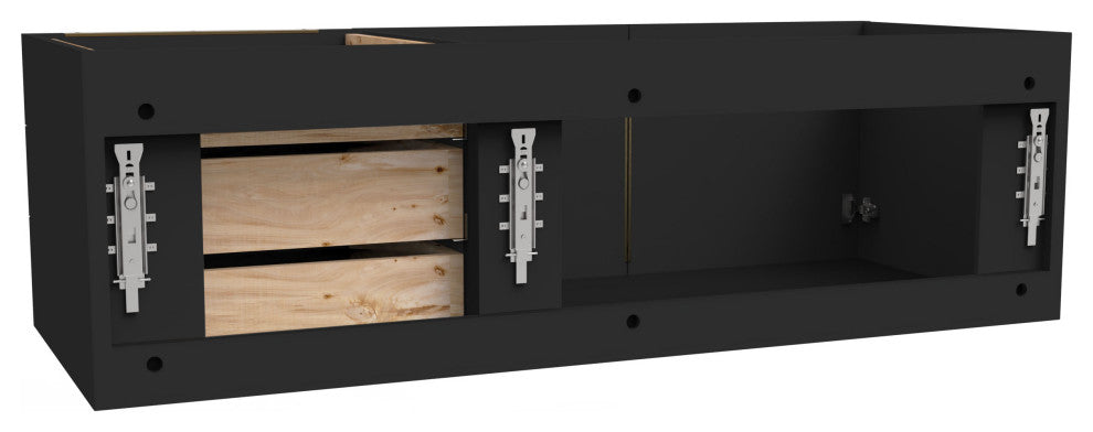 CastelloUSA Alpine 48" Wall Mounted Vanity, Base Only, Black, Gold Handles