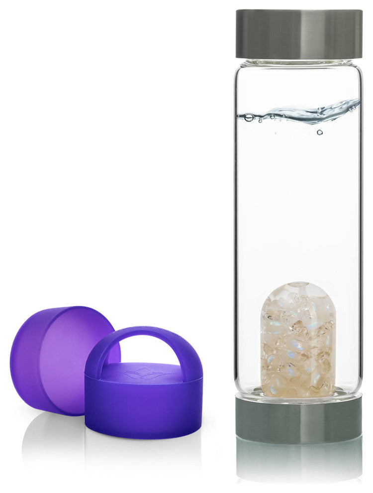 Water Bottle, VitaJuwel ViA Gemwater Bottle, Purple Loop Caps, Luna