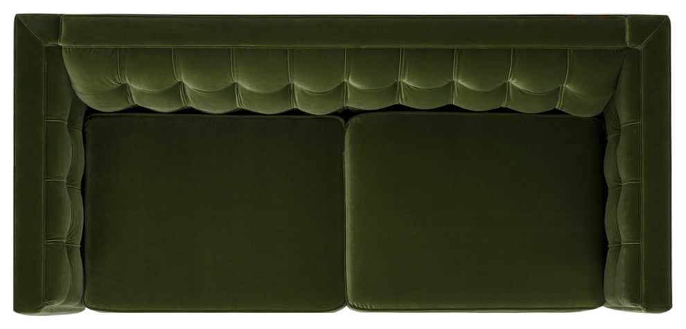 James 74" Modern Tufted Tuxedo Sofa, Olive Green Performance Velvet