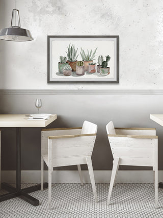 "Pastel Succulent Vases" Framed Painting Print