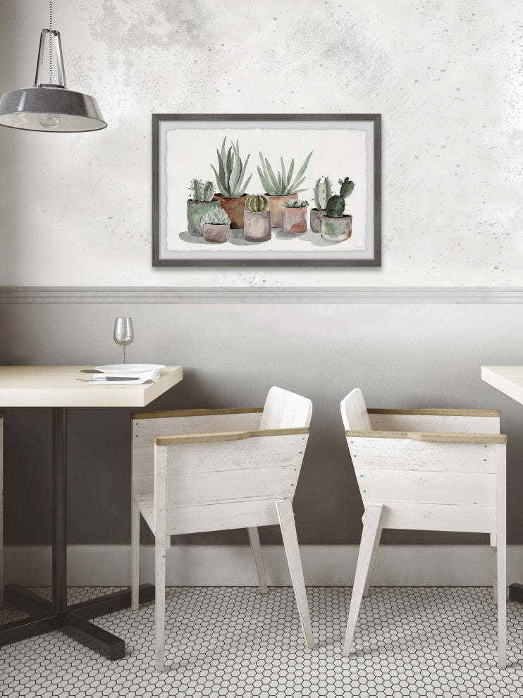 "Pastel Succulent Vases" Framed Painting Print