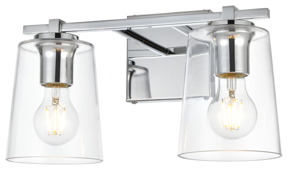 2 Light Chrome And Clear Bath Sconce
