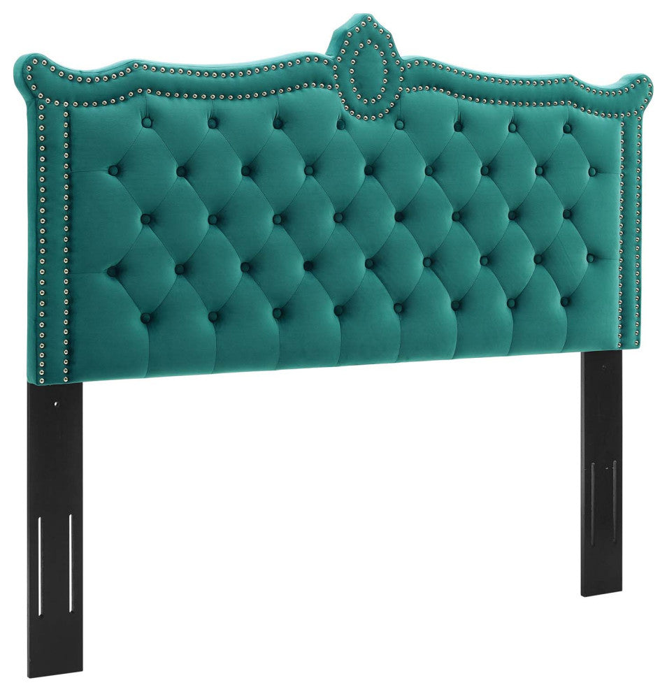 Louisa Tufted Performance Velvet Twin Headboard, Teal