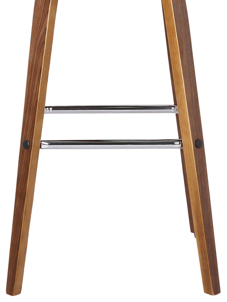 30" Gray Faux Leather Wooden Swivel Bar Stool