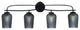 Cavella 4 Light Bath Bar, Matte Black Finish, 5" Smoke Textured Glass