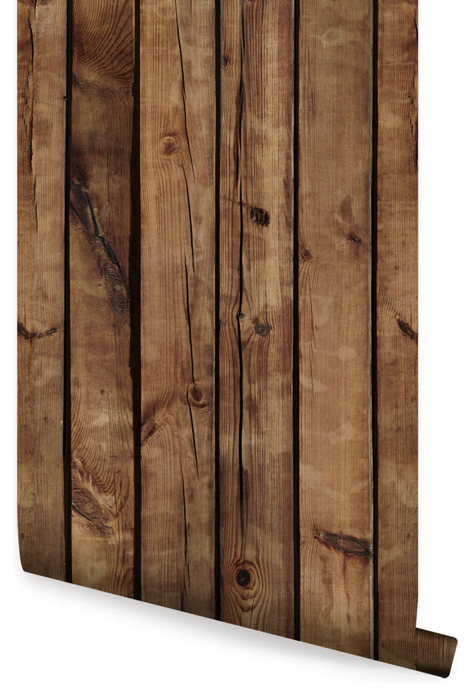 Brown Wood Peel And Stick Vinyl Wallpaper, 24"w X 60"h