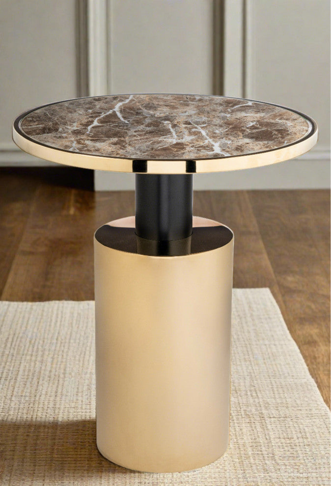 Taylor End Table, Brown and Gold