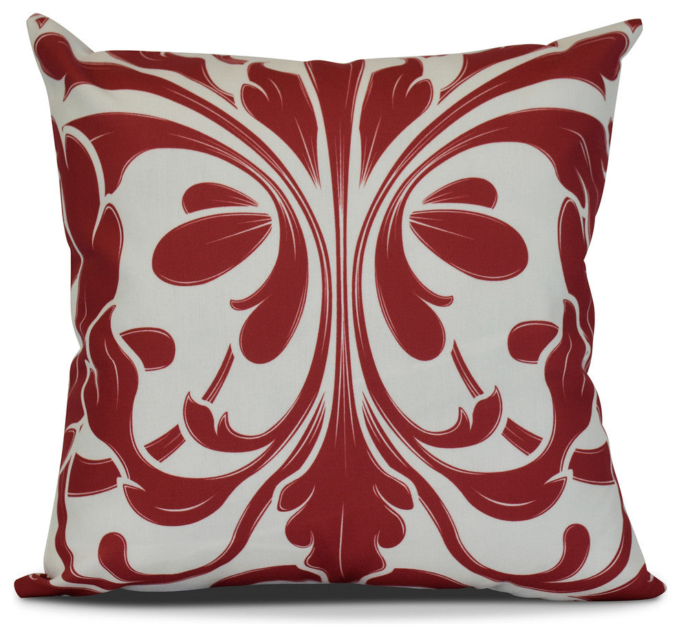 20x20", British Colonial, Geometric Print Outdoor Pillow, Red