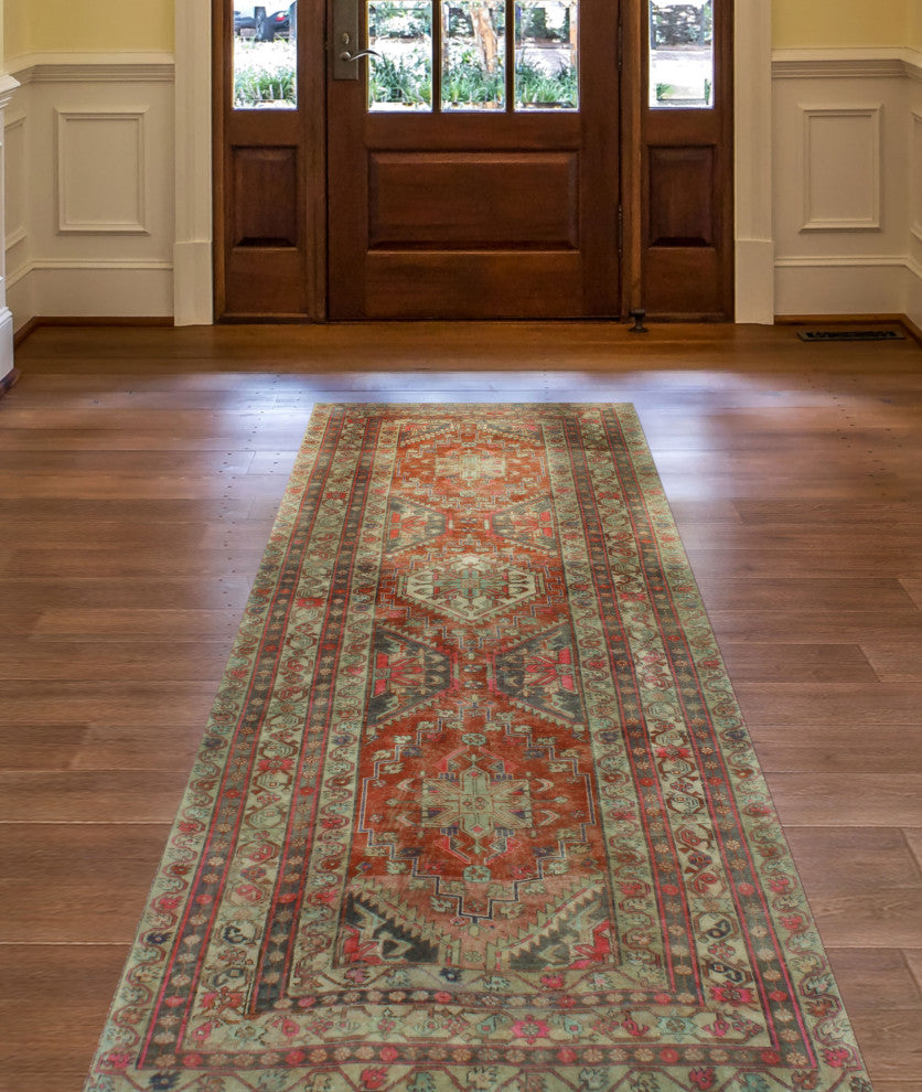 Vintage Distressed Odell Rust/Light Brown Runner, 4'5x10'6