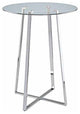 Glass Top Bar Table With Chrome Base, Clear Glass