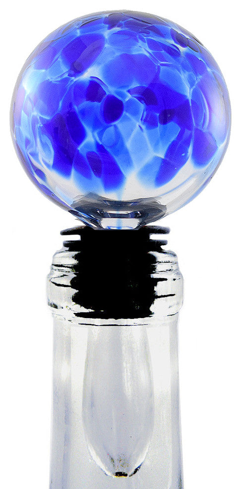 American Made Blown Glass Wine Stopper, Blueberry