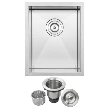 14" Zero Radius Undermount 16-Gauge Stainless Steel Kitchen and Bar Sink, Sink W