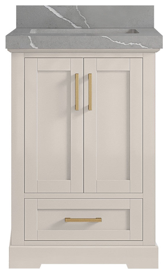 Boston 24" Single Sink Bath Vanity in Fine Grain 2" Piatra Gray