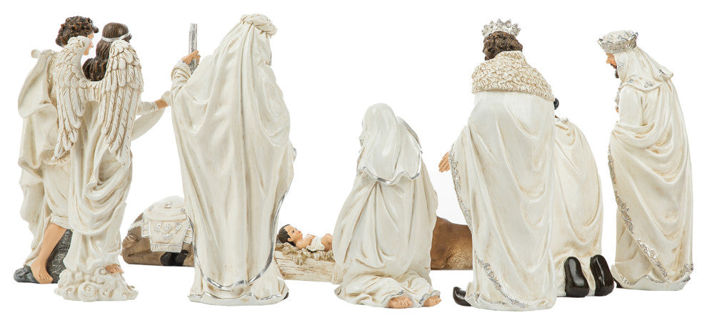 12-Piece Ivory Resin Nativity Figurine Set
