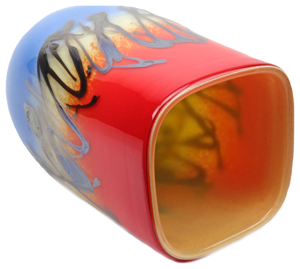 Odyssey Square Vase Orange Blue