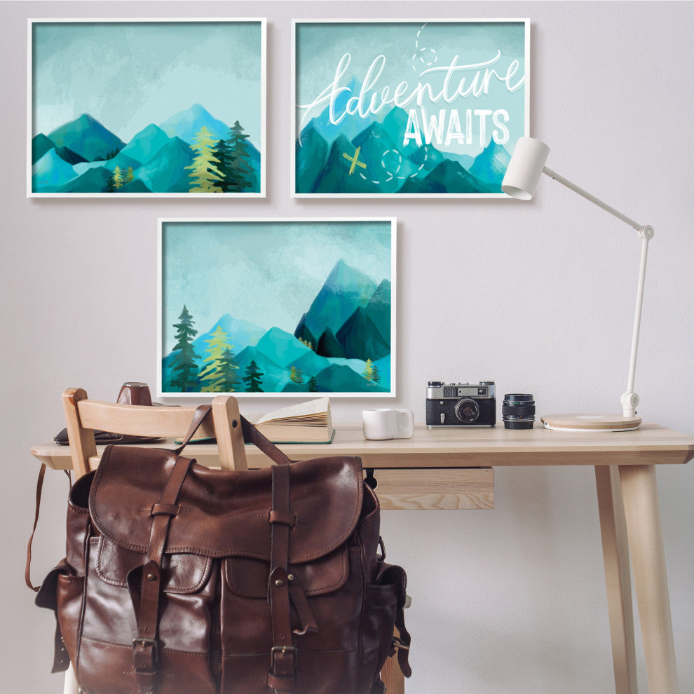 Icy Panoramic Adventure Awaits Outdoor Motivational Phrase, 3pc, each 30 x 24