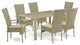 7Pc Outdoor- Natural Color Wicker Dining Set, Patio Table, 6 Armchair