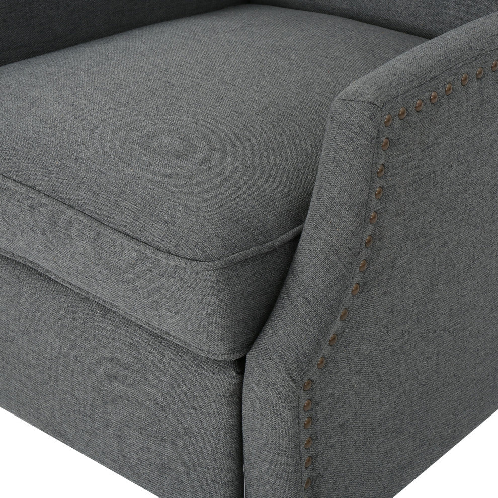 GDF Studio Weyland Contemporary Fabric Wingback Pushback Recliner, Charcoal