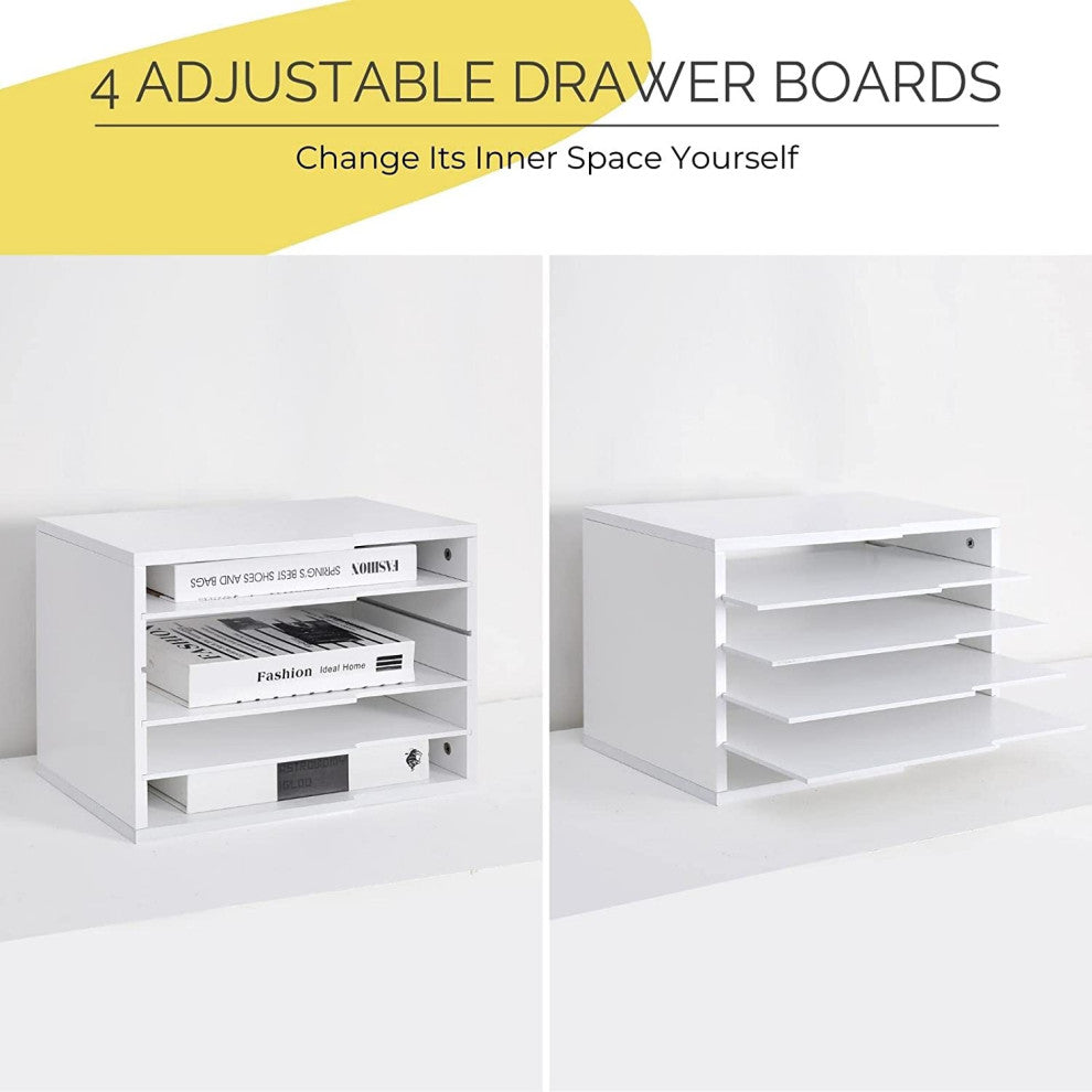 Welland Desktop File Sorter With 4 Adjustable Shelves For Home And Office