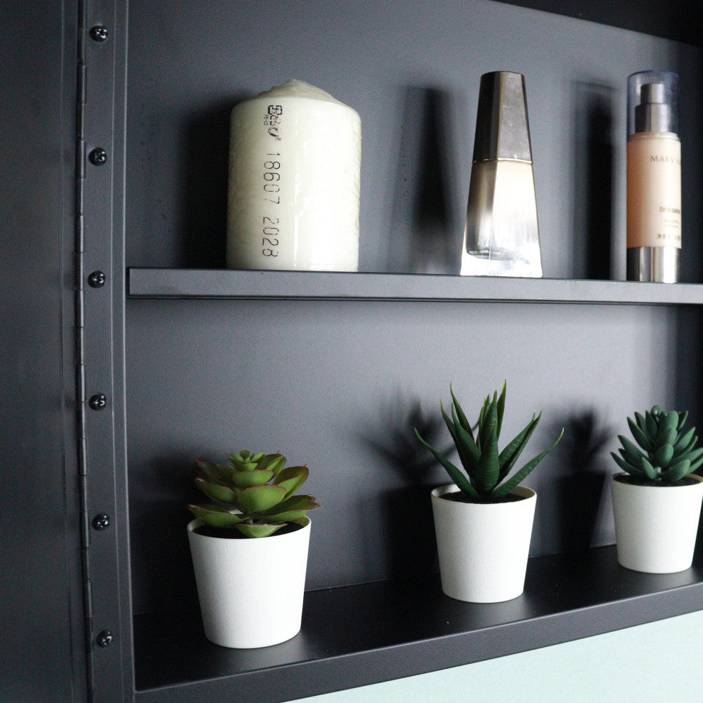 Rectangular Framed Surface/Recessed Mount Mirrored Medicine Cabinet with Shelves