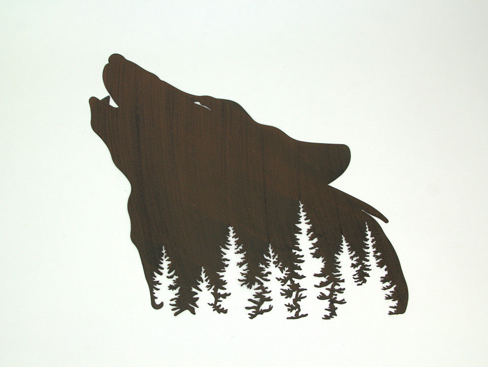 Brown Wolf Laser Cut Metal Wall Art Hanging Forest Room Decor Lodge Decoration