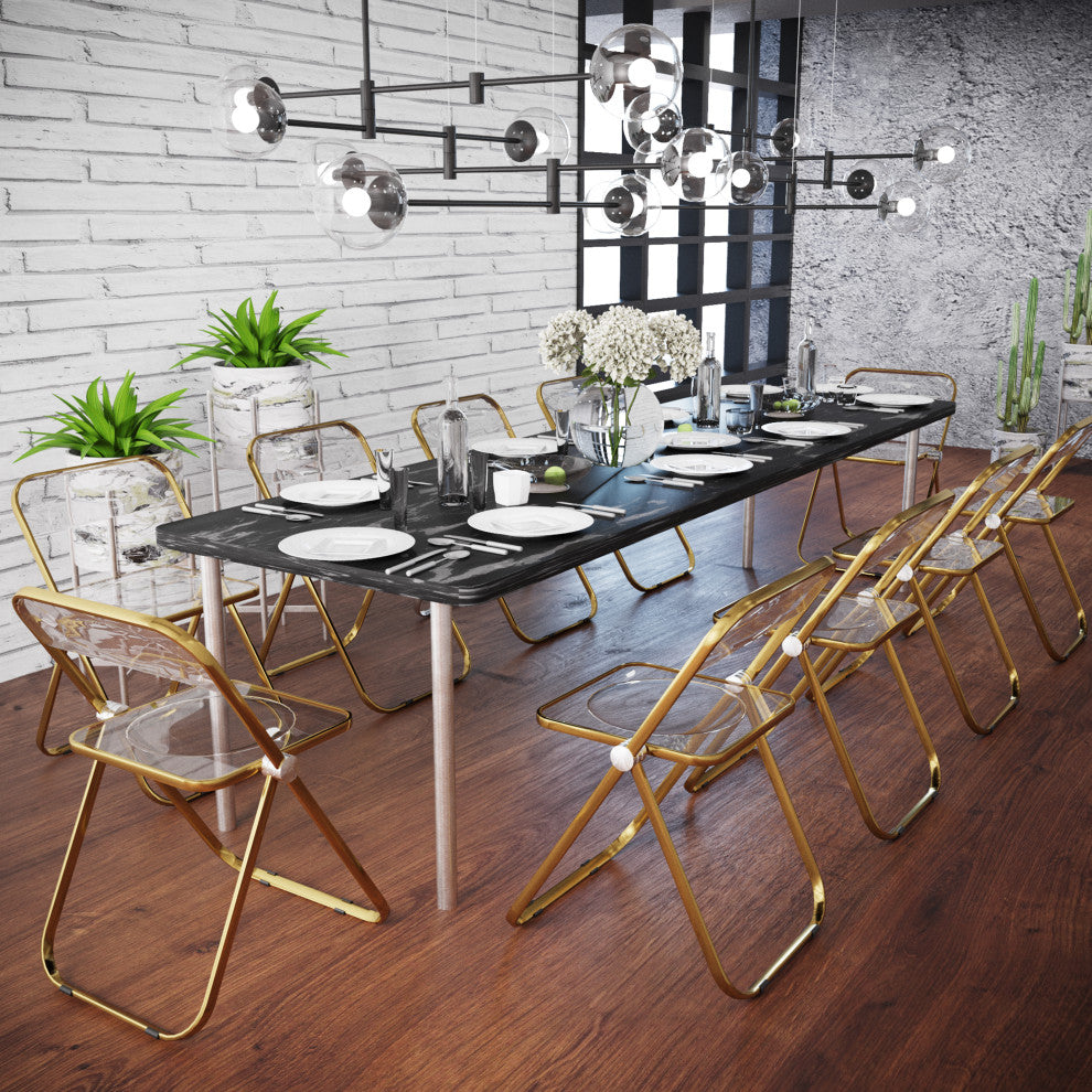 Lawrence Acrylic Folding Chair With Gold Frame, Amber