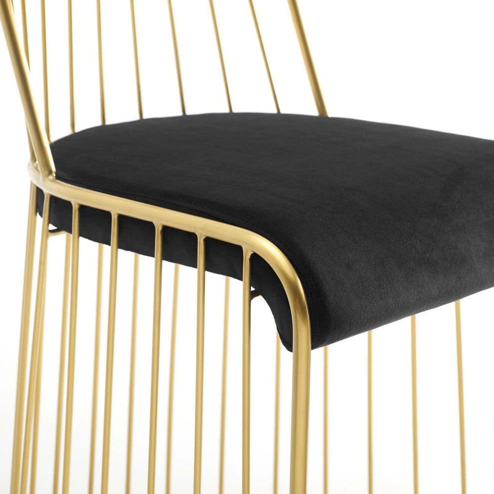 Rivulet Gold Stainless Steel Upholstered Velvet Bar Stool