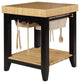 Linon Kolton Butcher Block Kitchen Island 2 Baskets in Black/Natural Wood