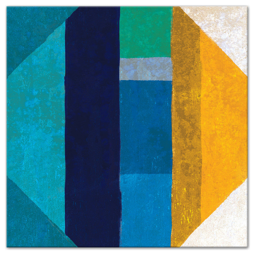 Blue Geometric 36x36 Canvas Wall Art