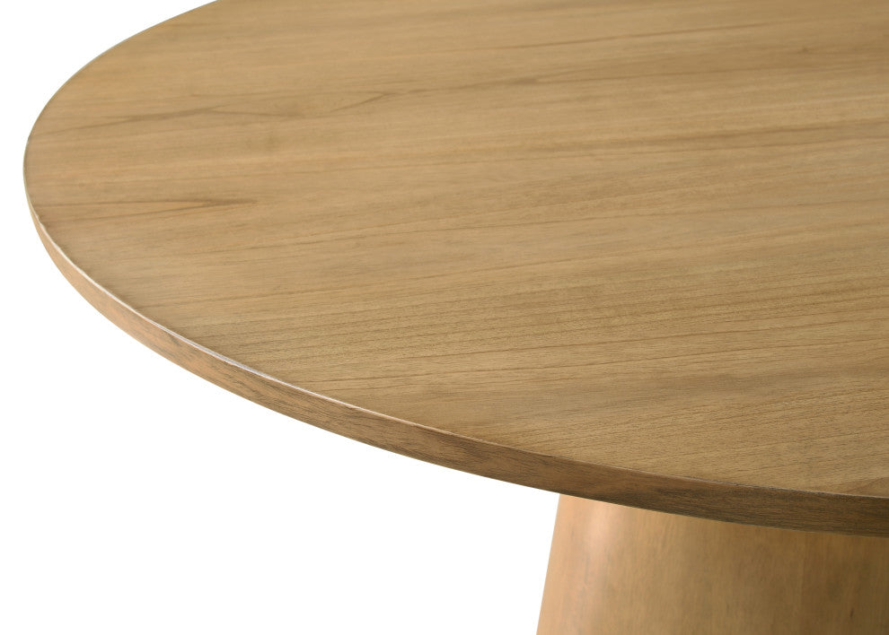 Jasper White 59"W Contemporary Round Dining Table with Pedestal Base, Driftwood