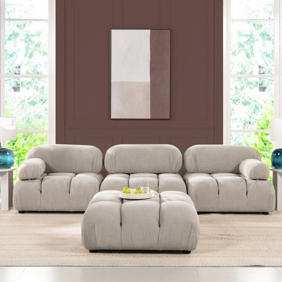 Marcel 109.5" Modular Sofa, Pebble Gray Corduroy