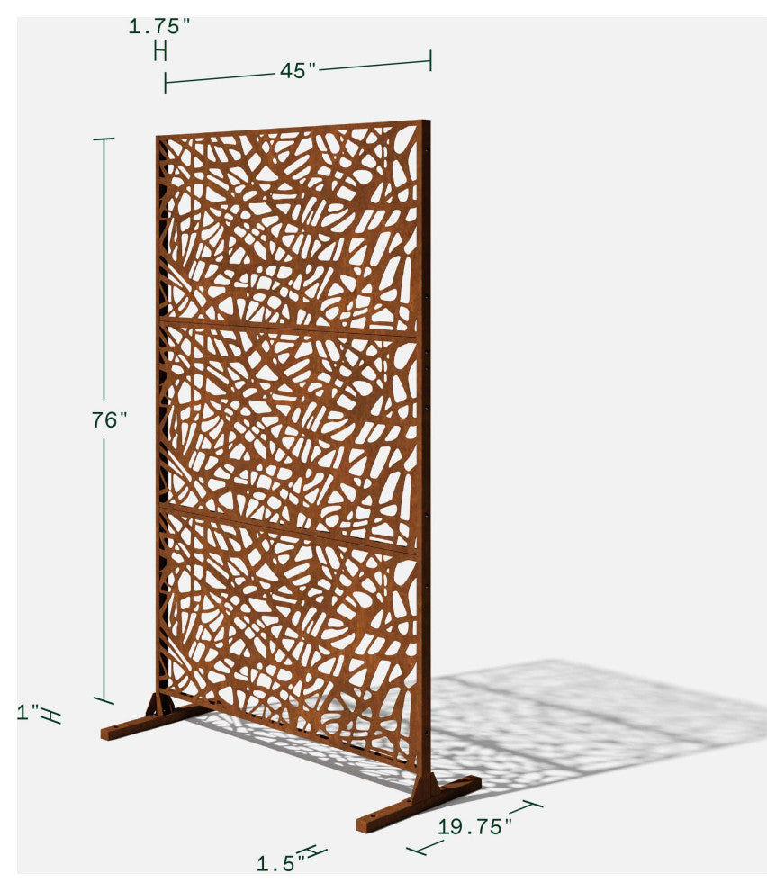 Alta Corten Steel Decorative Screen With Stand, Web