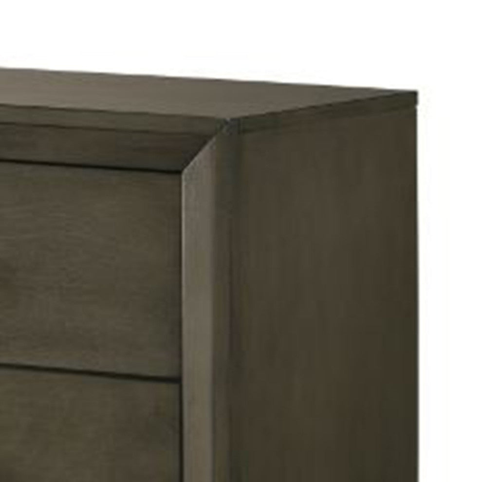 Benzara BM269075 Nightstand With 2 Drawers and Panel Base Support, Gray