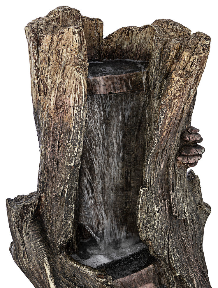 41" Tall Outdoor Rainforest Waterfall Tree Trunk Fountain with LED Lights