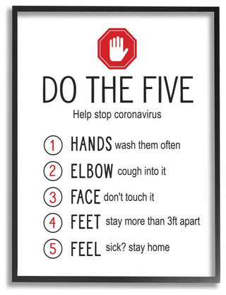 Five Cleanliness Steps Coronavirus Sick Safety Sign,1pc, each 16 x 20