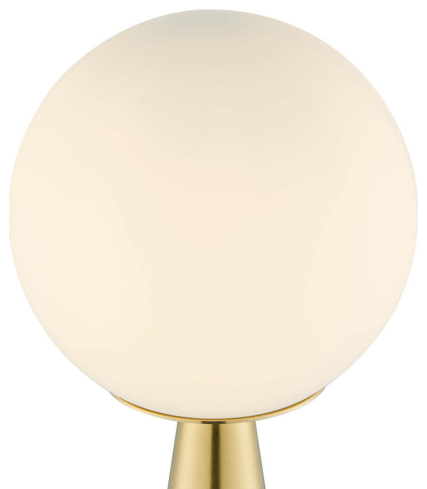 Table Lamp, White Gold, Glass, Modern, Mid Century Cafe Bistro Hospitality