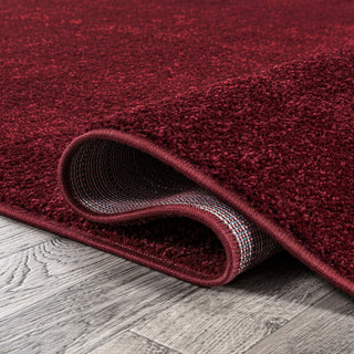 Haze Solid Low-Pile Runner Rug, Dark Red, 9 X 12