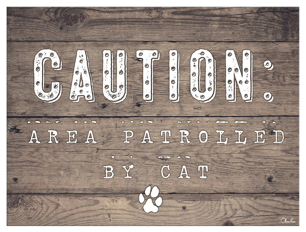 Ready2HangArt 'Caution-Cat' Wrapped Canvas Pet Wall Art, 20"x30"