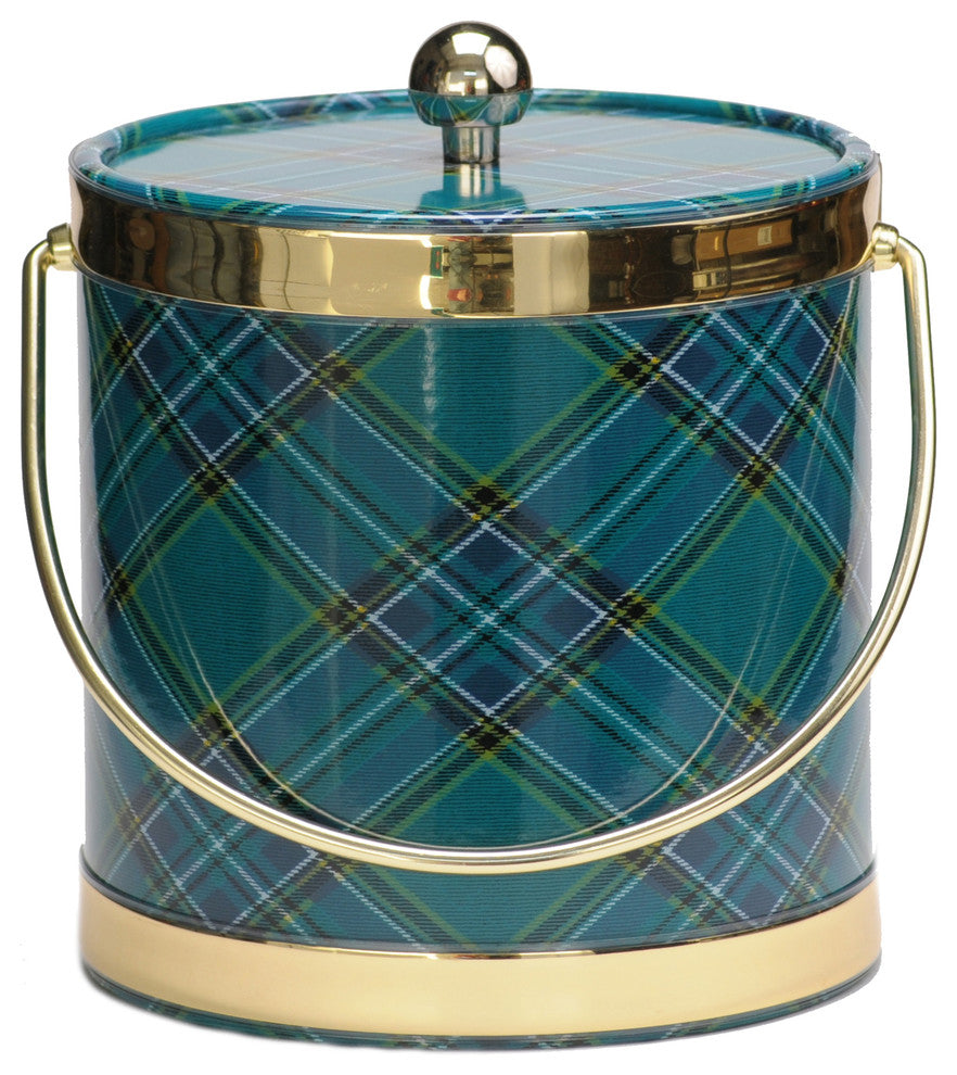Green Plaid 3 Quart Ice Bucket