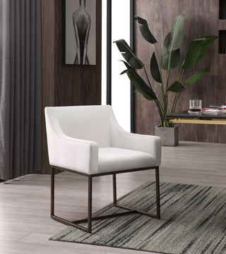 Modrest Elijah, Beige and Copper Antique Brass Dining Chair