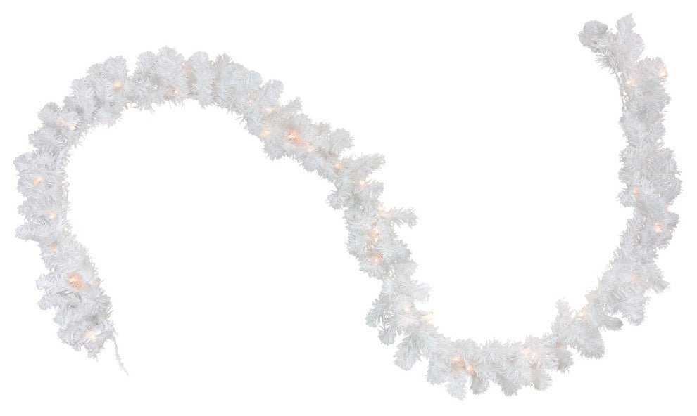 9' x 12" Pre-Lit Snow White Artificial Christmas Garland Clear Lights